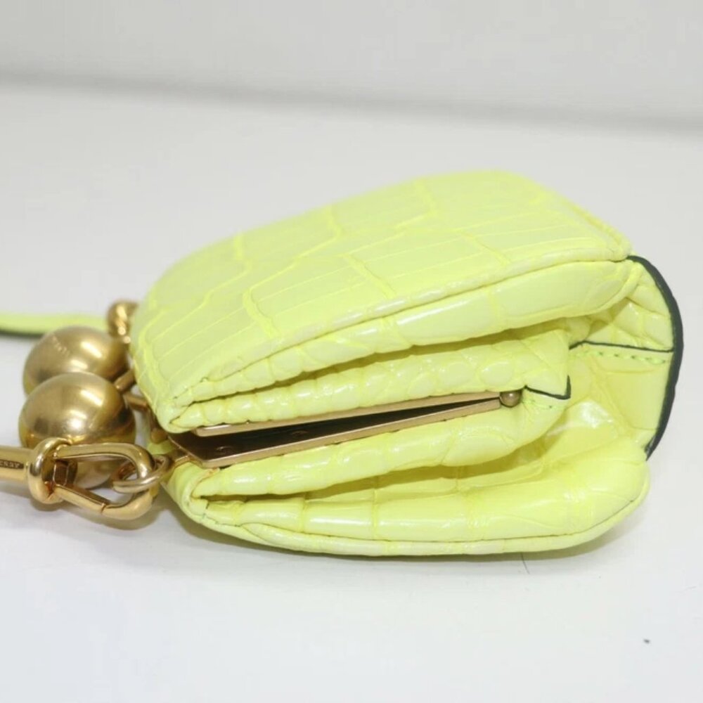 Burberry Mini Frame Neon Yellow Alligator Skin Leather Cross Body Bag - Picture 2 of 11